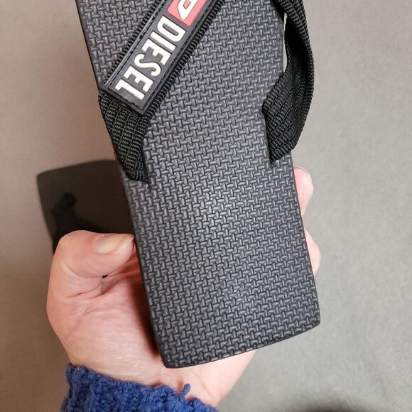 Rare Y2K Square Toe Black Diesel 8 Women or 6 Men Flip Flop Sandle Vtg Beach - Picture 4 of 13